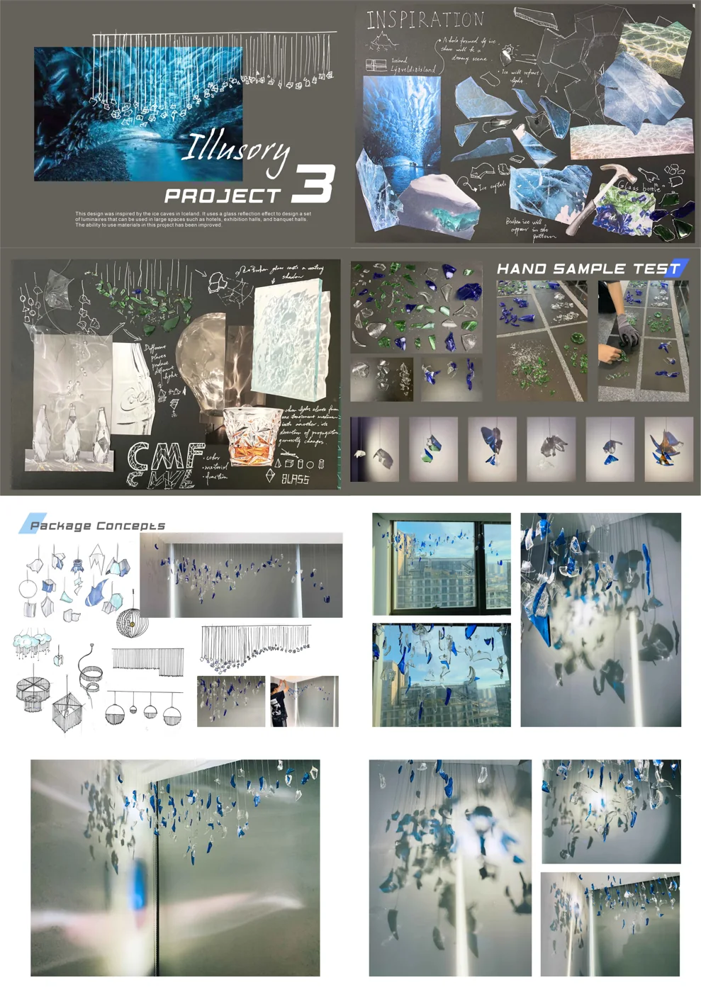 Illusory glass installation design exercise process board