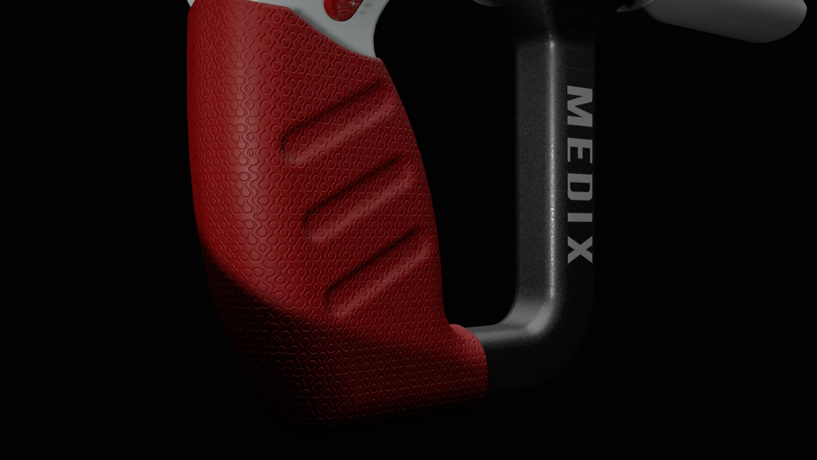 Close view of the textured grip and handle / 纹理握把与手柄局部视图