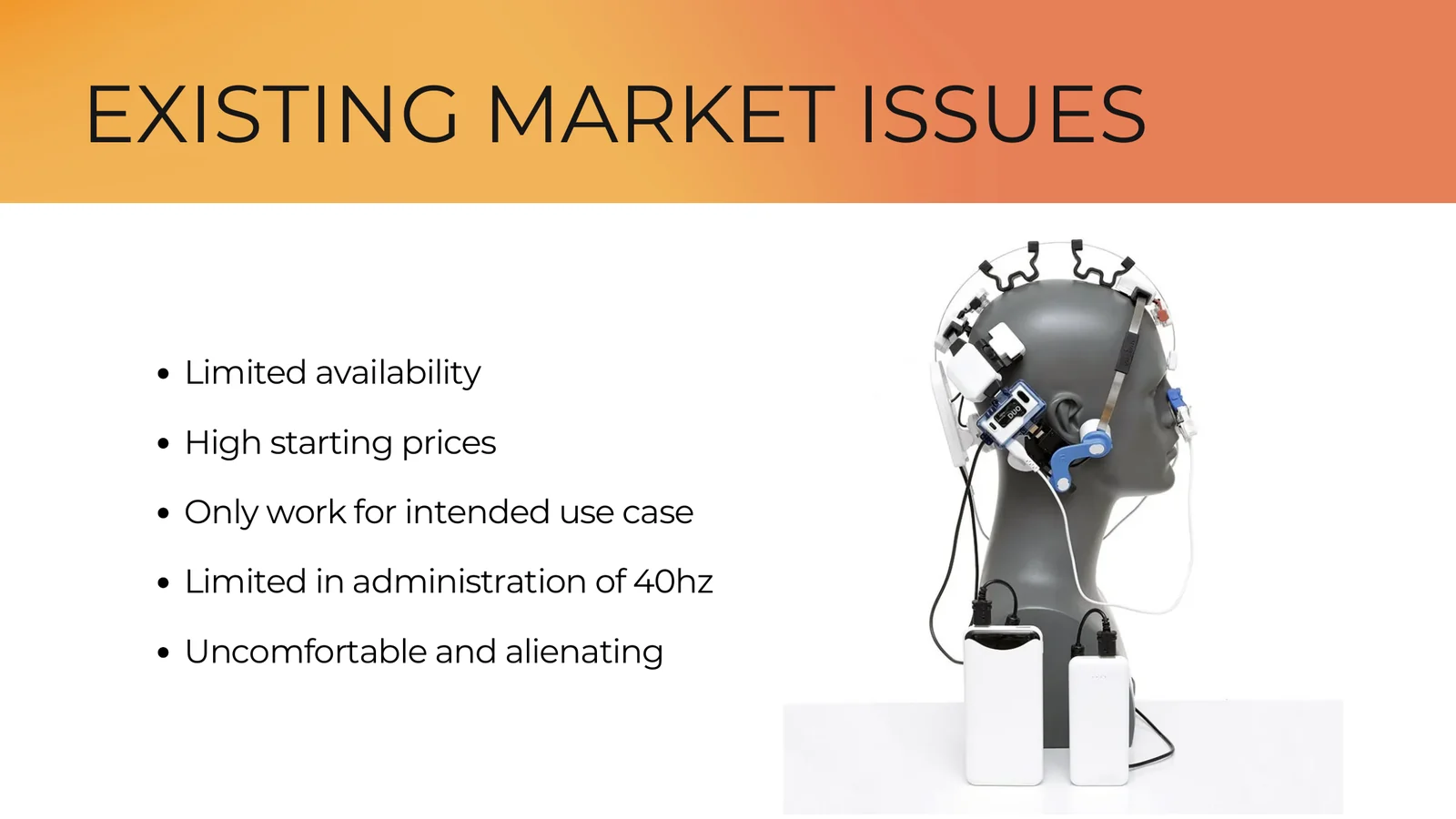 RÓA SOLUS source slide listing existing market issues / RÓA SOLUS 原始项目中的现有市场问题页